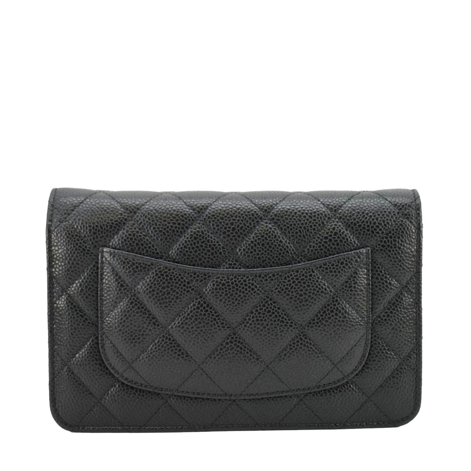 Chanel Wallet On Chain Quilted Caviar Leather Crossbody Bag Black