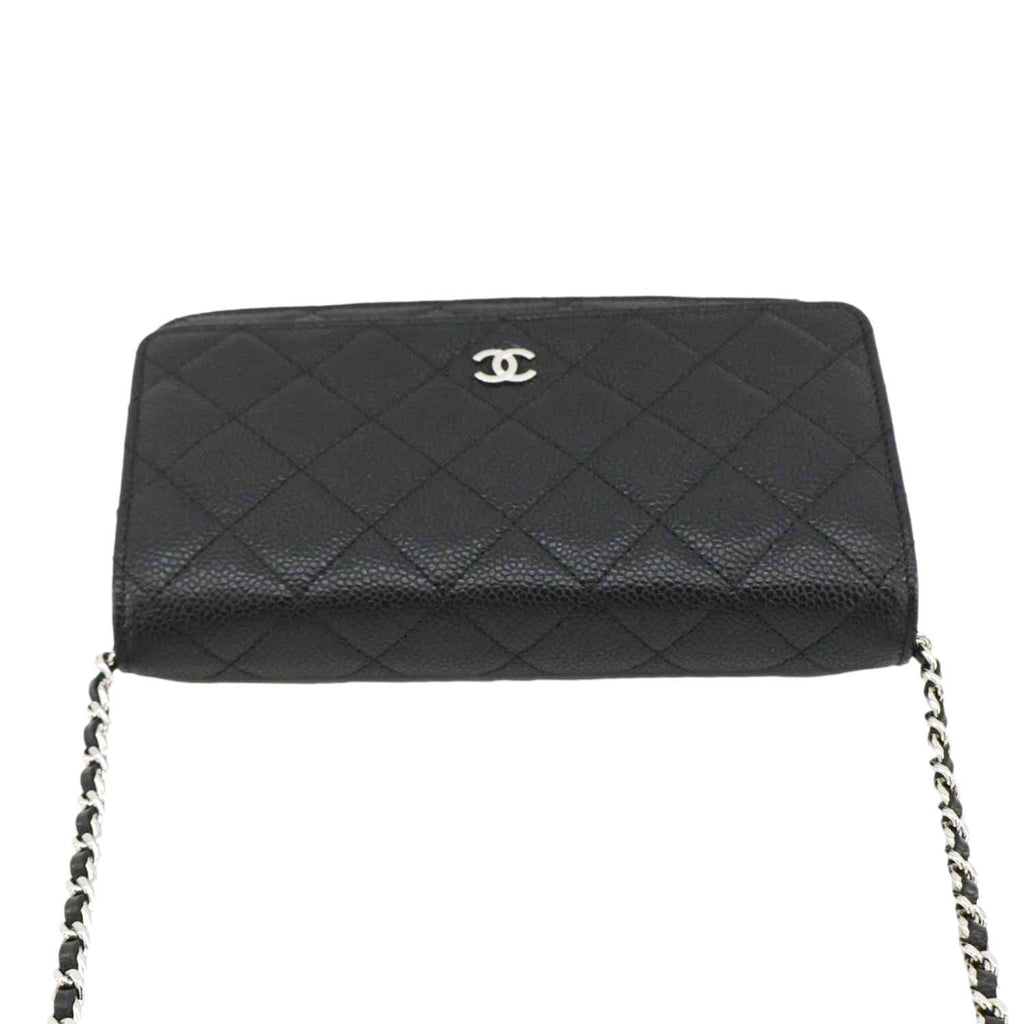 Chanel Wallet On Chain Quilted Caviar Leather Crossbody Bag Black