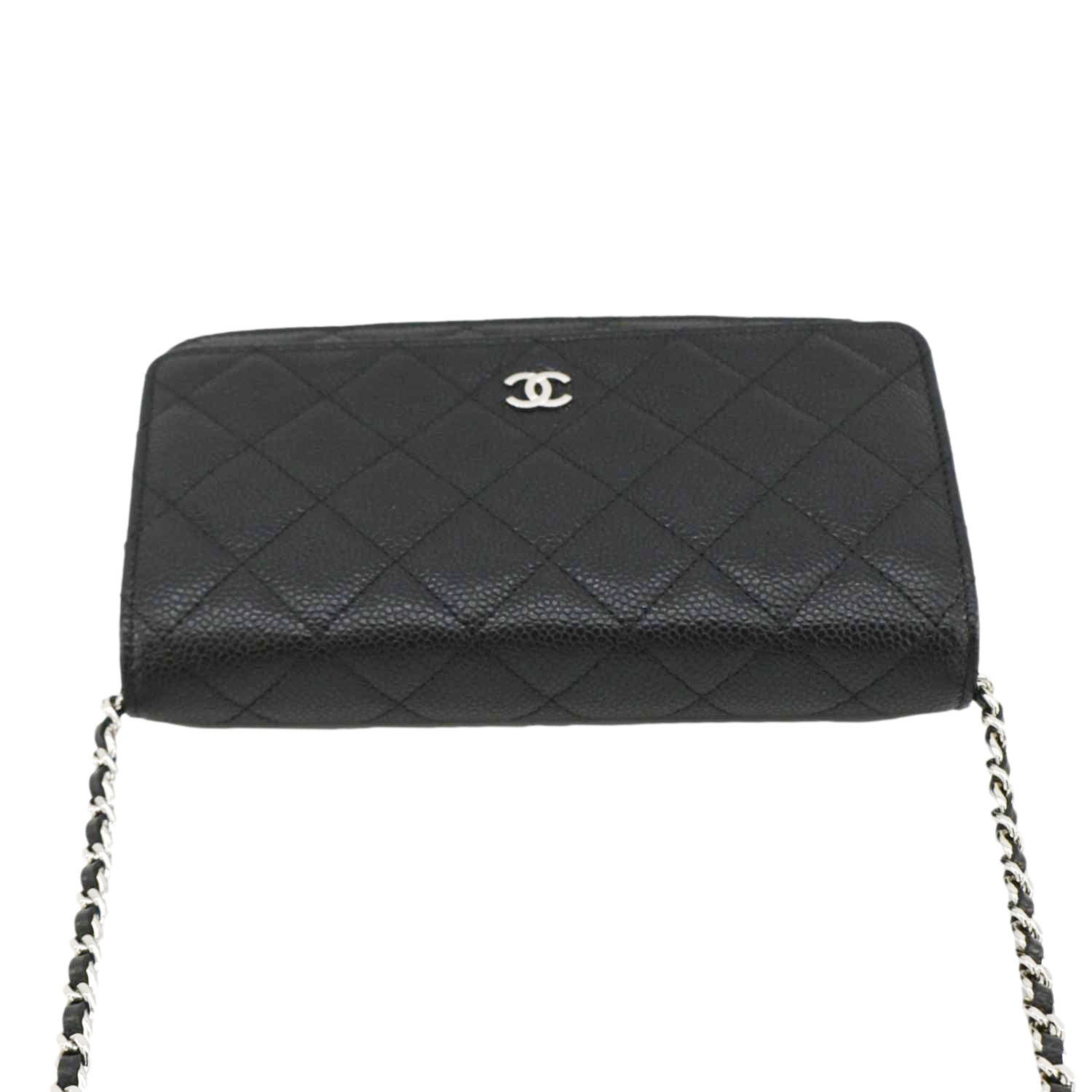 Chanel Wallet On Chain Quilted Caviar Leather Crossbody Bag Black