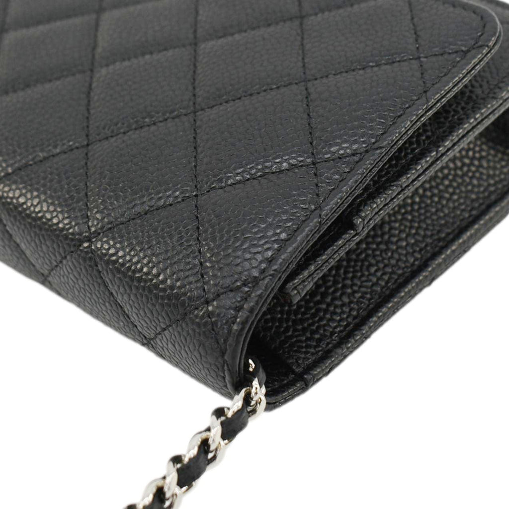 Chanel Wallet On Chain Quilted Caviar Leather Crossbody Bag Black