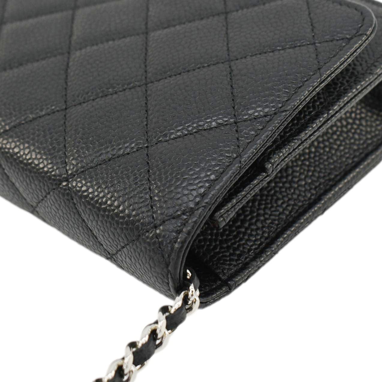 Chanel Wallet On Chain Quilted Caviar Leather Crossbody Bag Black