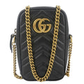 GUCCI Gucci Marmont Mini Matelasse Leather Crossbody Bag Black 598597
