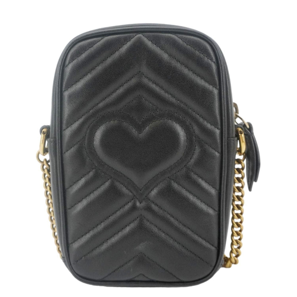 GUCCI Gucci Marmont Mini Matelasse Leather Crossbody Bag Black 598597