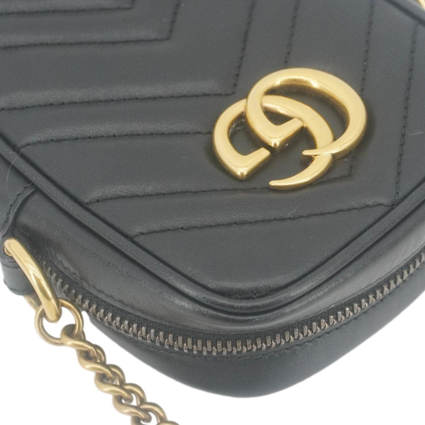 GUCCI Gucci Marmont Mini Matelasse Leather Crossbody Bag Black 598597