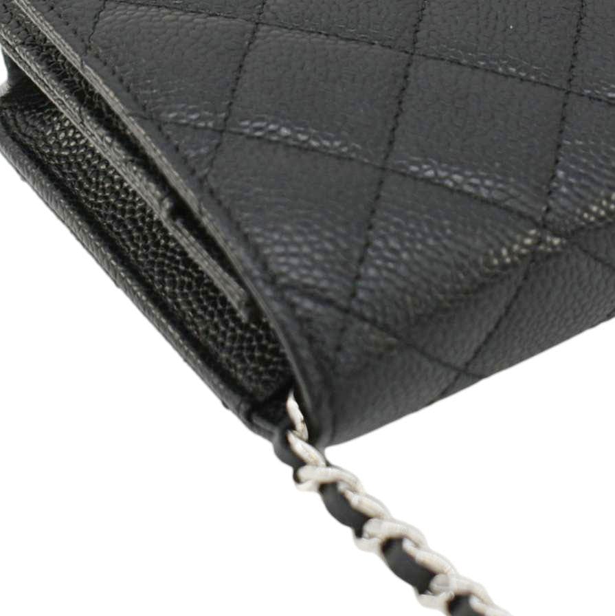 Chanel Wallet On Chain Quilted Caviar Leather Crossbody Bag Black