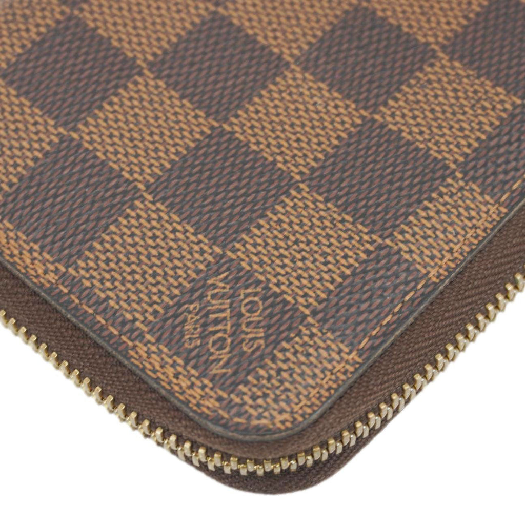 LOUIS VUITTON Zip Around Damier Ebene Wallet Brown