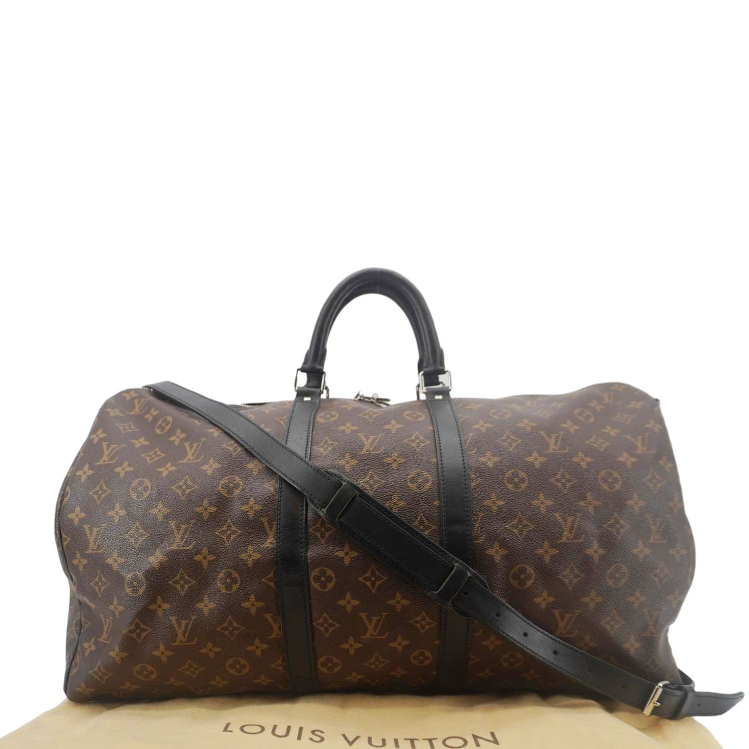 LOUIS VUITTON Keepall 55 Bandouliere Monogram Canvas Travel Bag Black