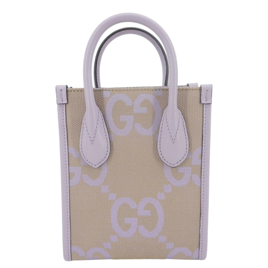 GUCCI Jumbo Gucci Canvas Mini Tote Bag Purple  671623