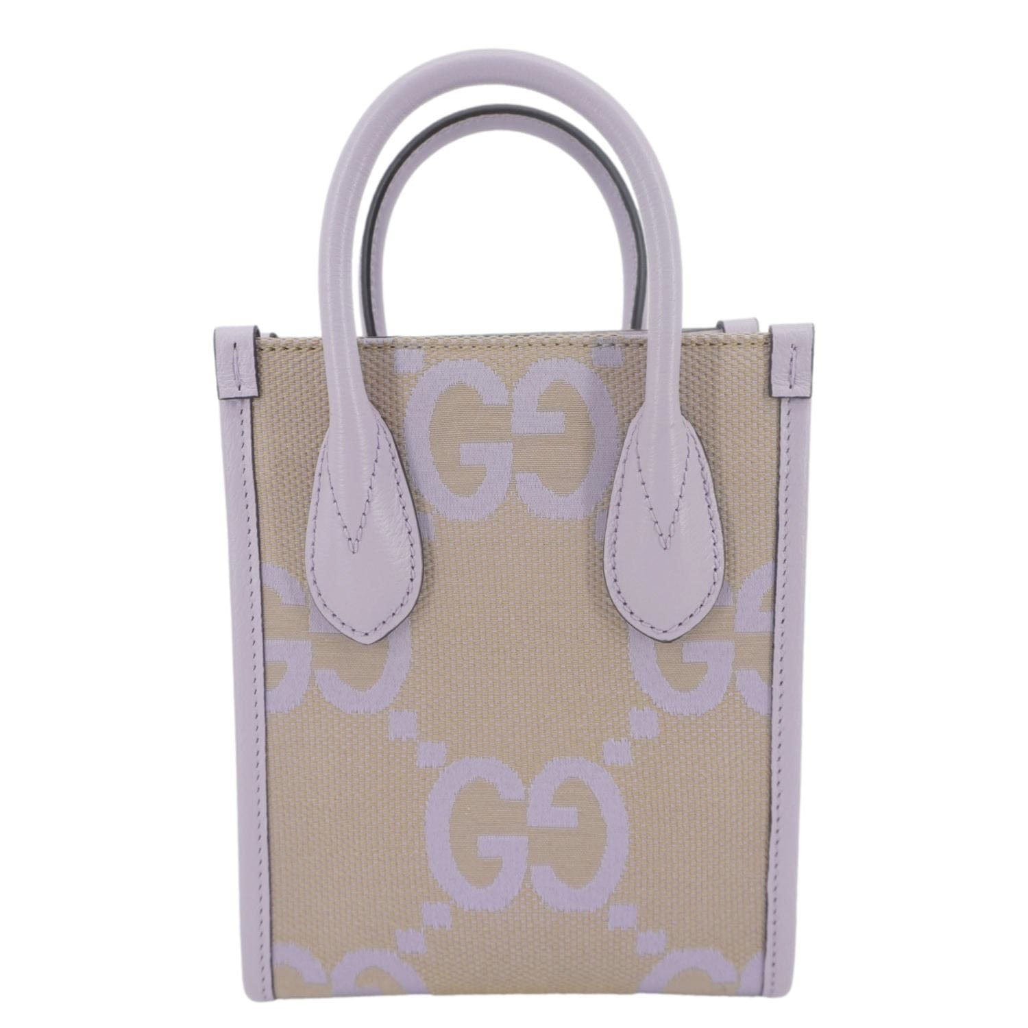 GUCCI Jumbo Gucci Canvas Mini Tote Bag Purple  671623