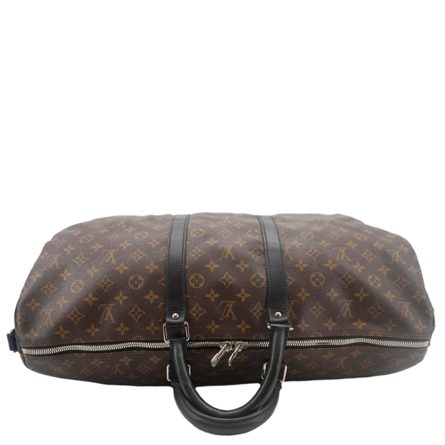 LOUIS VUITTON Keepall 55 Bandouliere Monogram Canvas Travel Bag Black