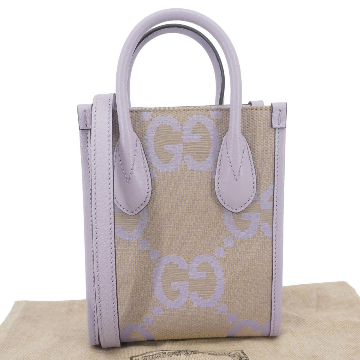 GUCCI Jumbo Gucci Canvas Mini Tote Bag Purple  671623