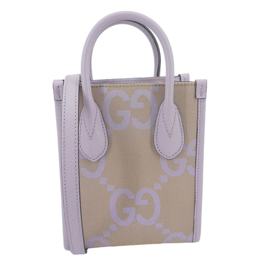 GUCCI Jumbo Gucci Canvas Mini Tote Bag Purple  671623