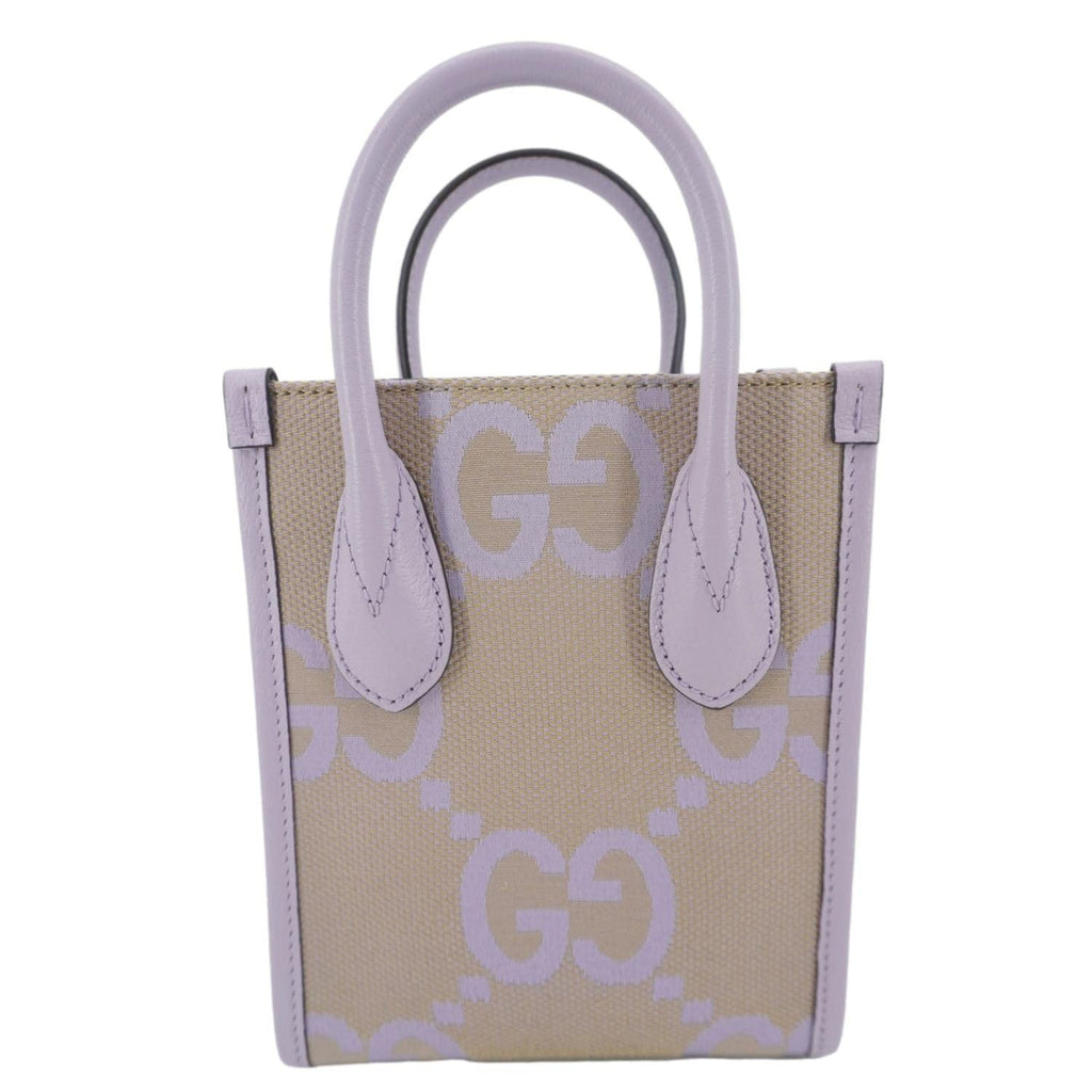 GUCCI Jumbo Gucci Canvas Mini Tote Bag Purple  671623
