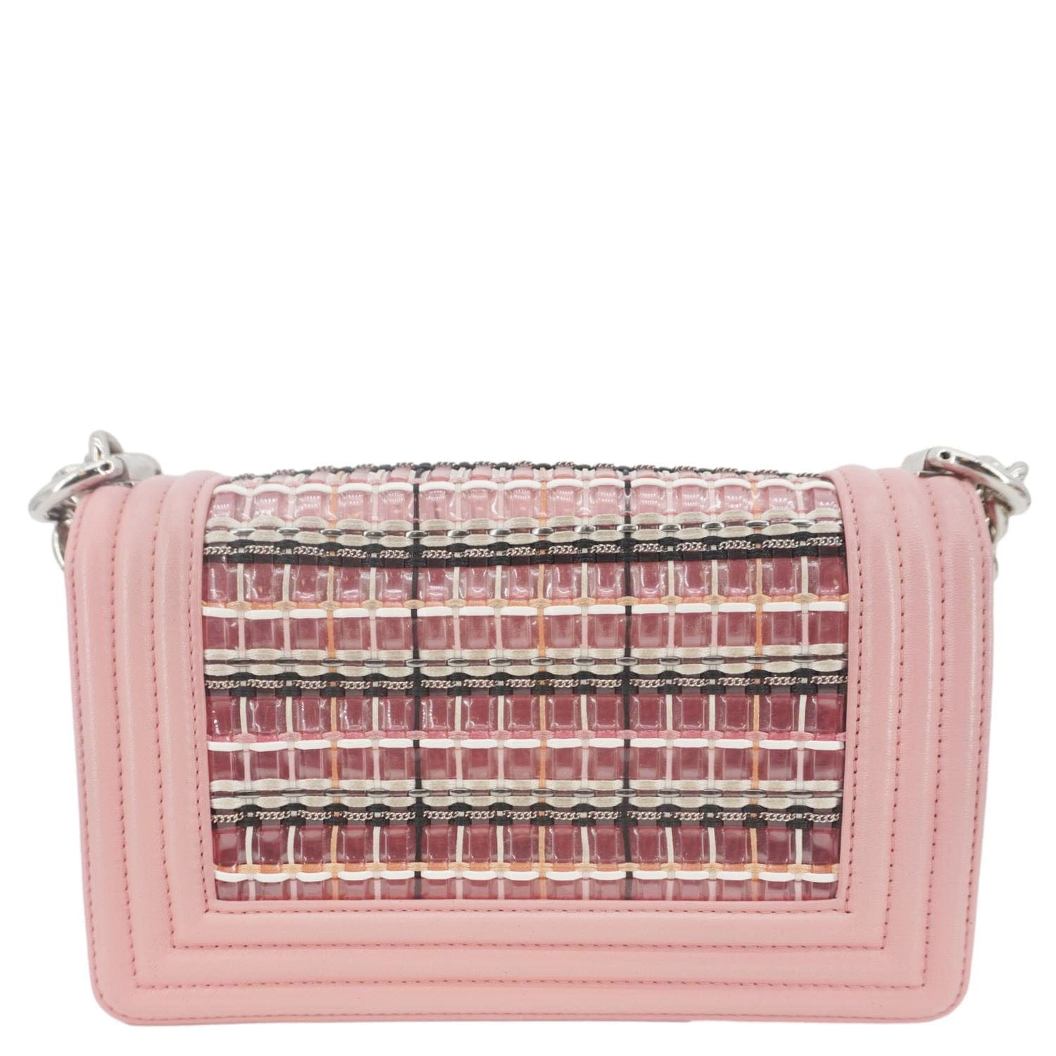 Chanel Boy Flap Small  Woven Leather Shoulder Bag Pink