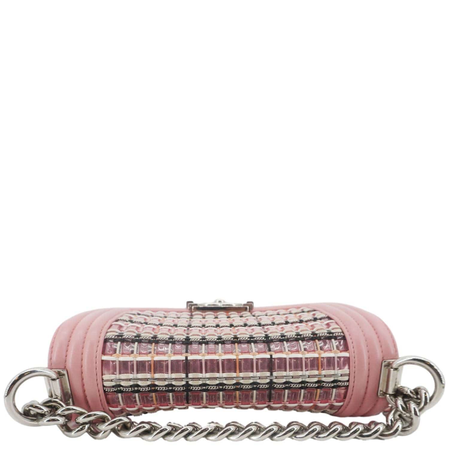Chanel Boy Flap Small  Woven Leather Shoulder Bag Pink