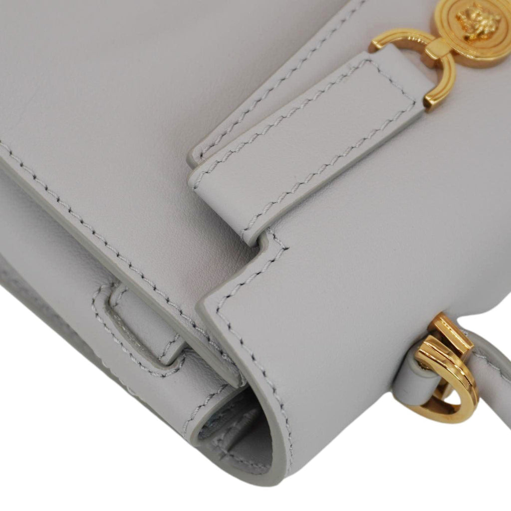 VERSACE Medusa 95 Leather Top Handle Shoulder Bag Gray
