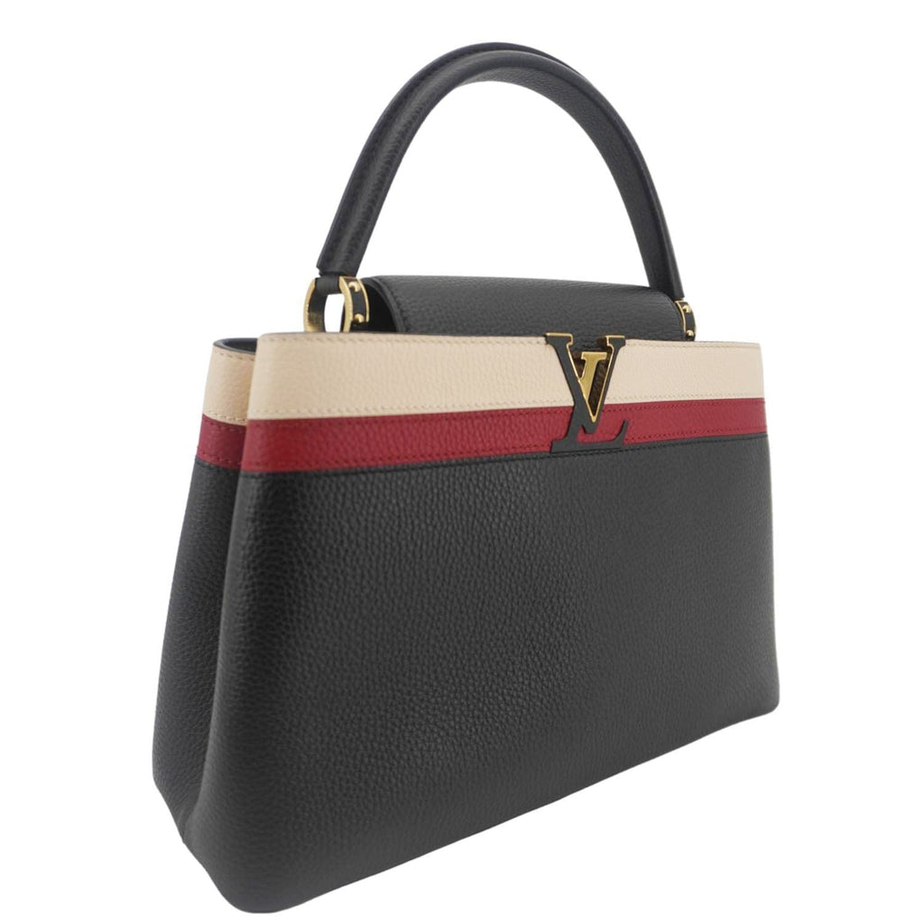 LOUIS VUITTON Capucines MM Taurillon Leather Satchel Bag Black