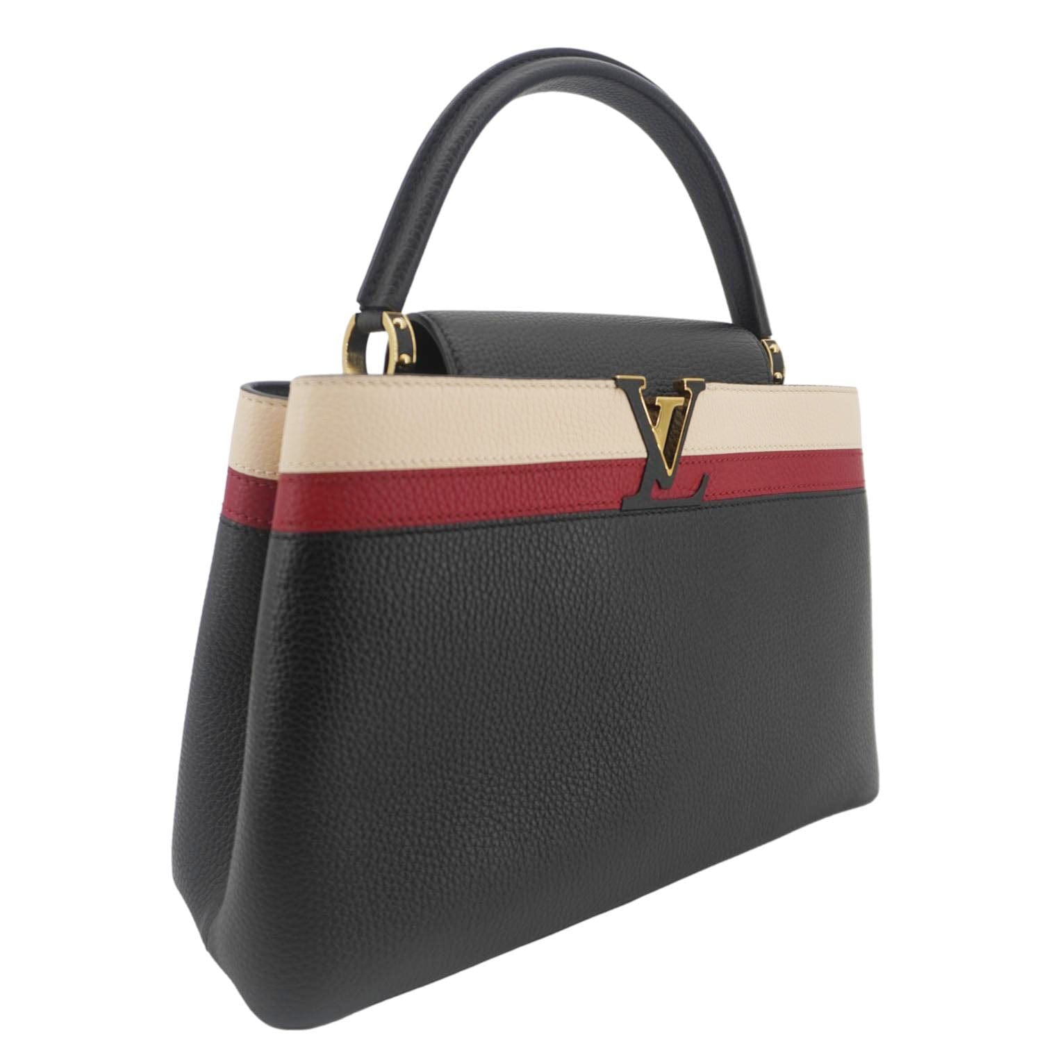 LOUIS VUITTON Capucines MM Taurillon Leather Satchel Bag Black
