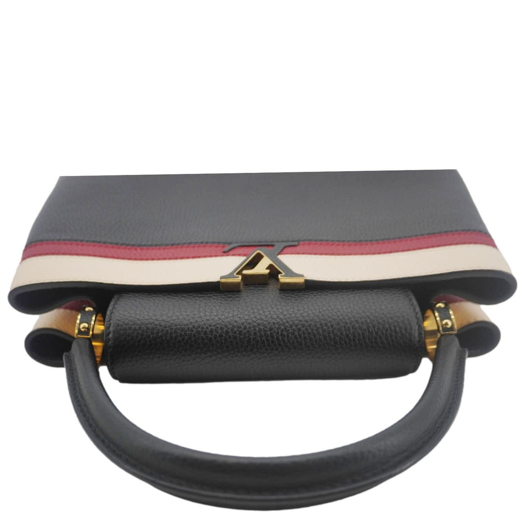 LOUIS VUITTON Capucines MM Taurillon Leather Satchel Bag Black