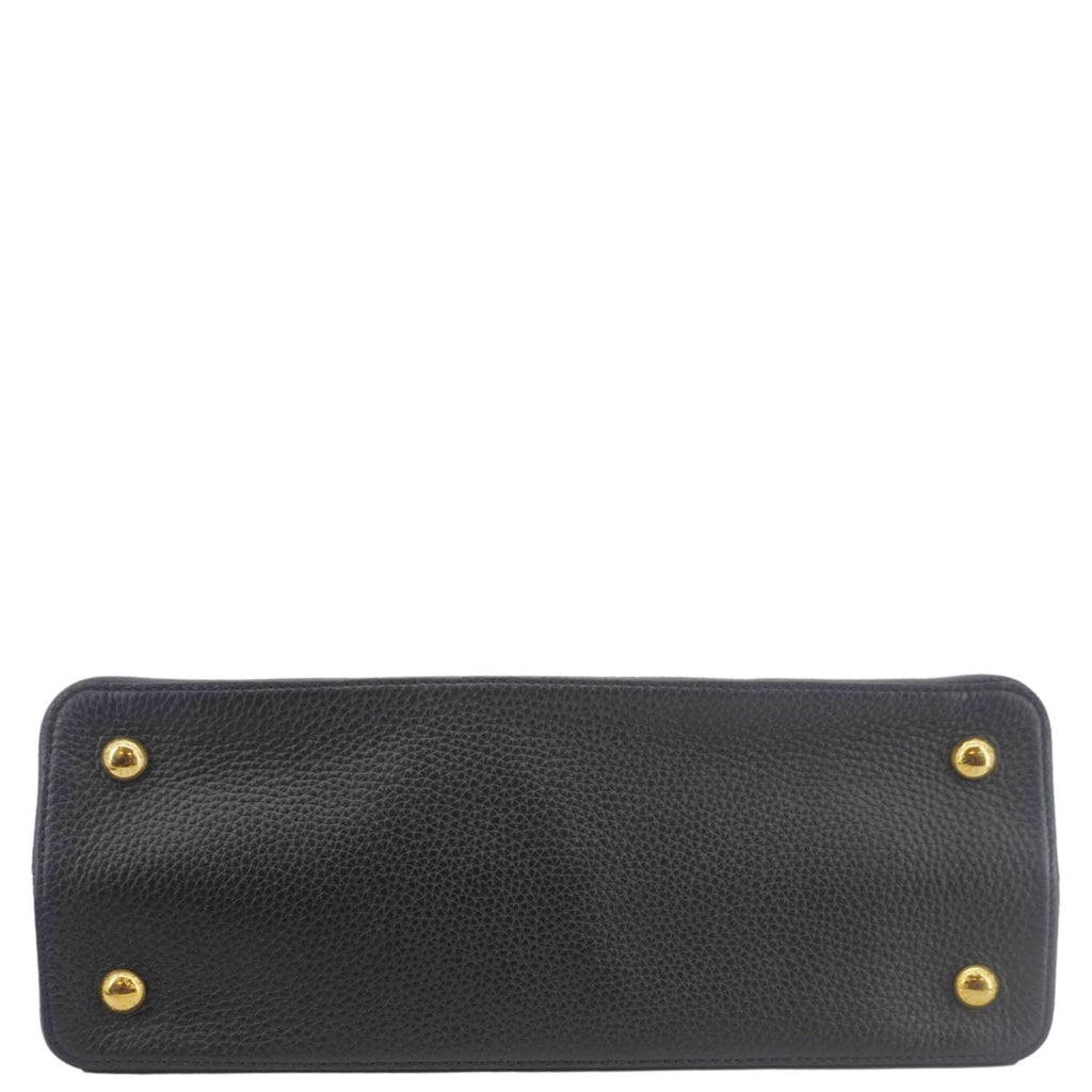 LOUIS VUITTON Capucines MM Taurillon Leather Satchel Bag Black