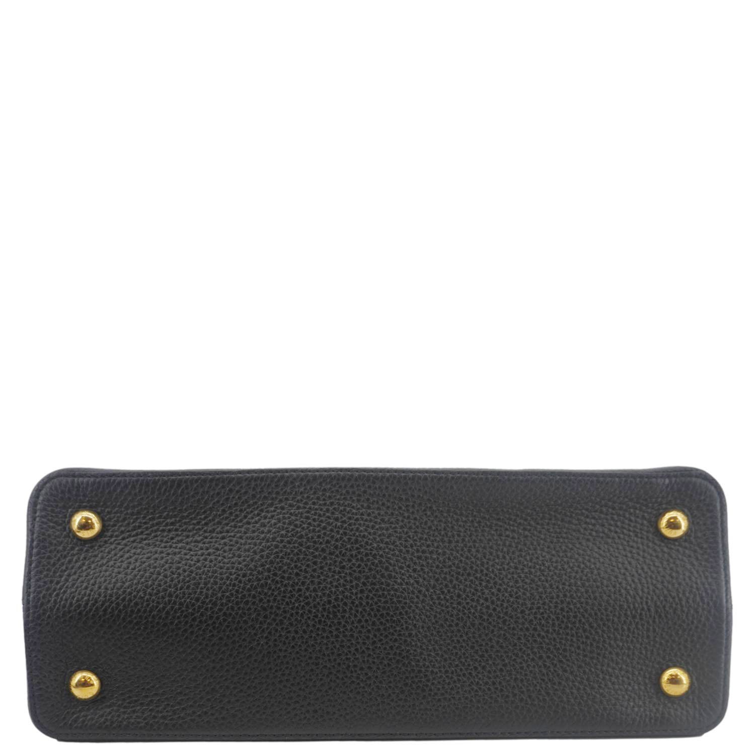 LOUIS VUITTON Capucines MM Taurillon Leather Satchel Bag Black