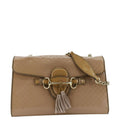 GUCCI Emily Medium Gucci Guccissima Patent Leather Chain Shoulder Bag Cream 295402