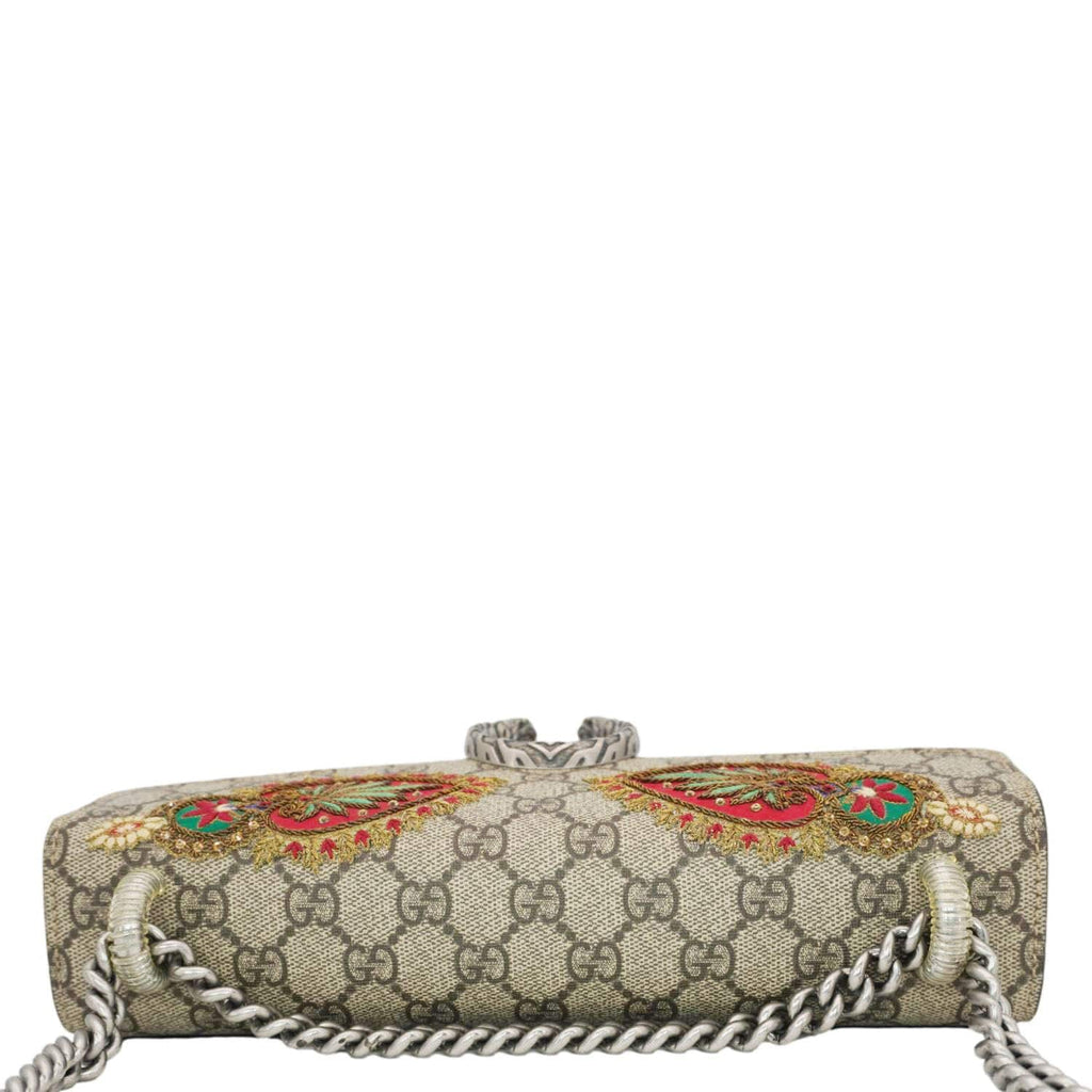 GUCCI Dionysus Small Gucci Supreme Elephant Embroidered Shoulder Bag Beige 400249