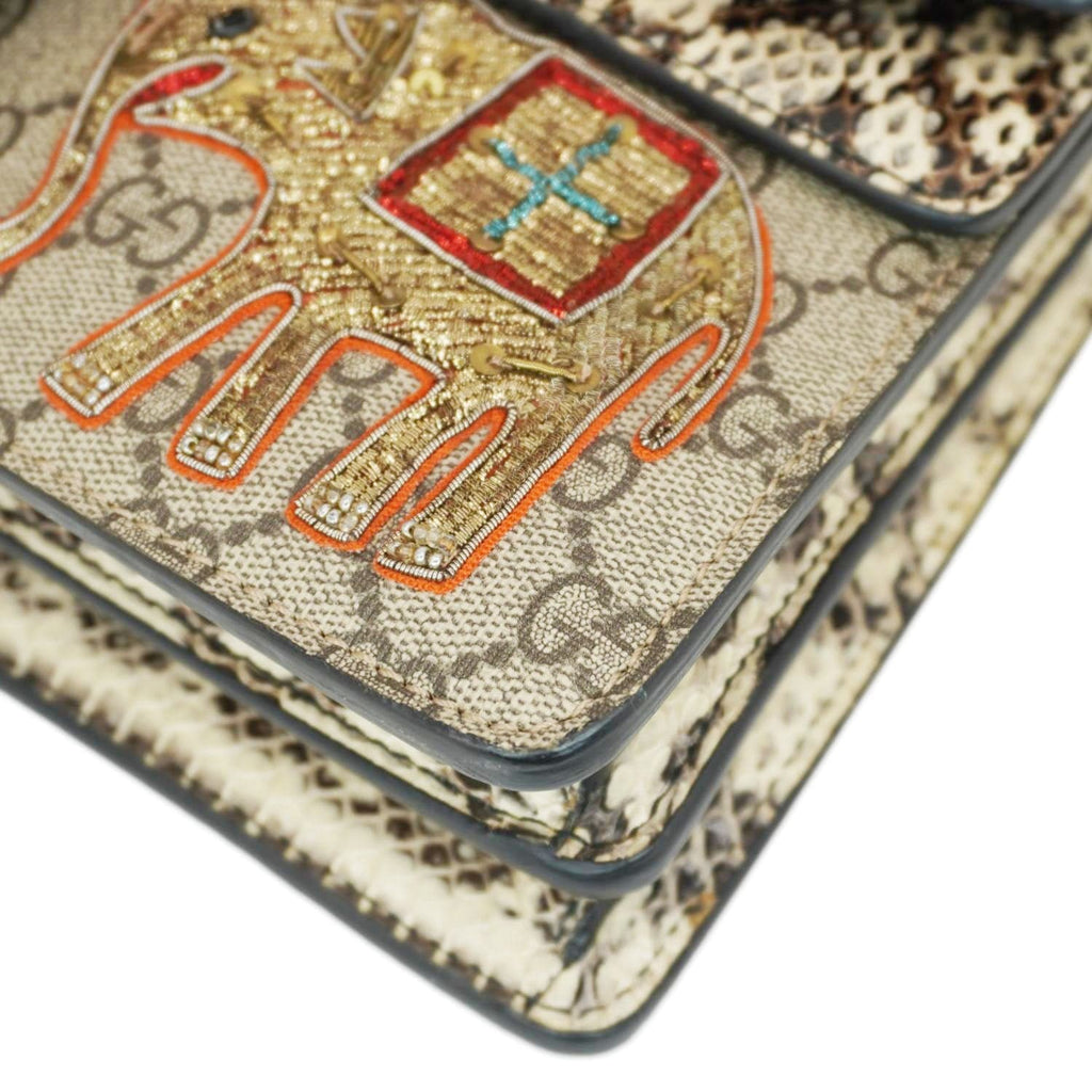 GUCCI Dionysus Small Gucci Supreme Elephant Embroidered Shoulder Bag Beige 400249