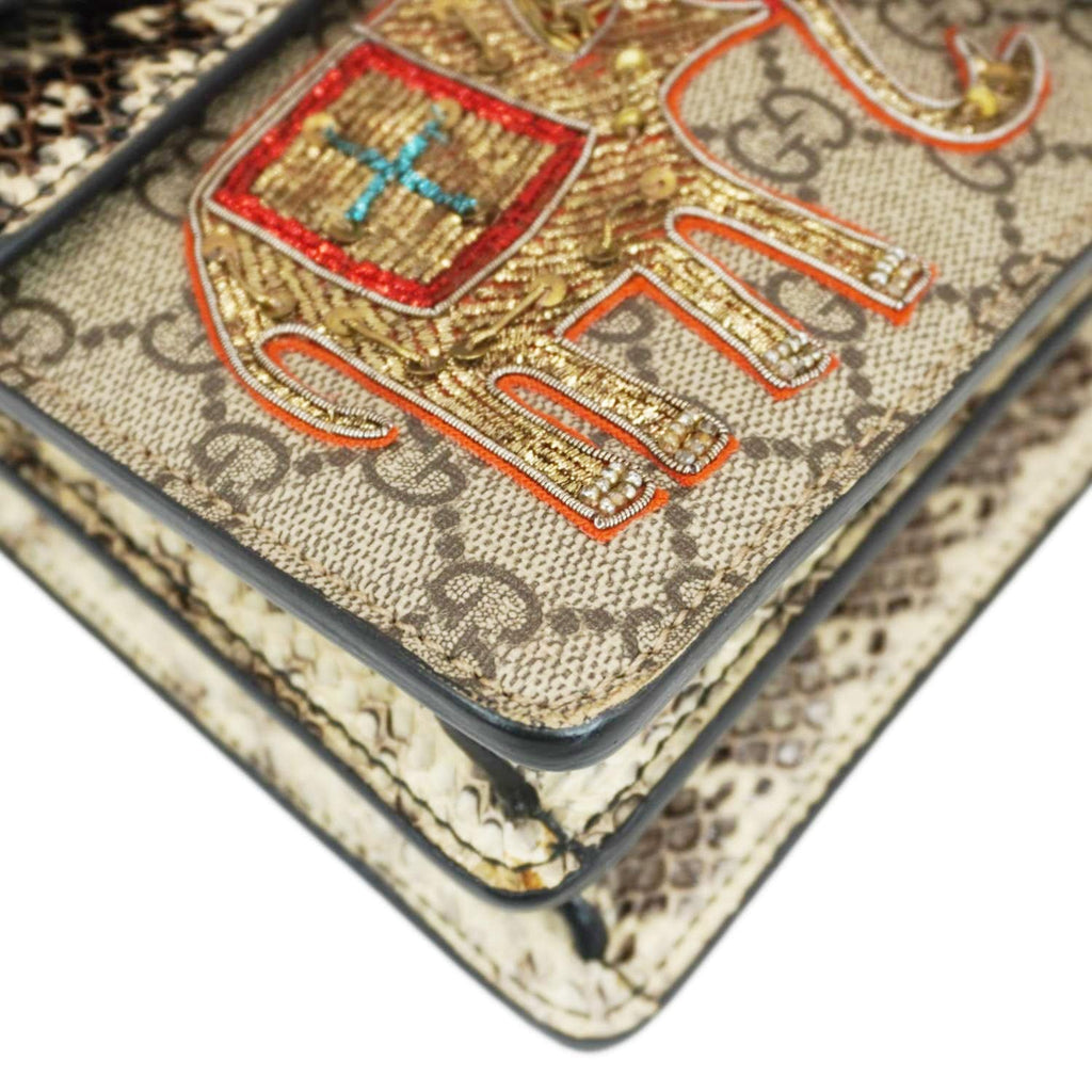 GUCCI Dionysus Small Gucci Supreme Elephant Embroidered Shoulder Bag Beige 400249