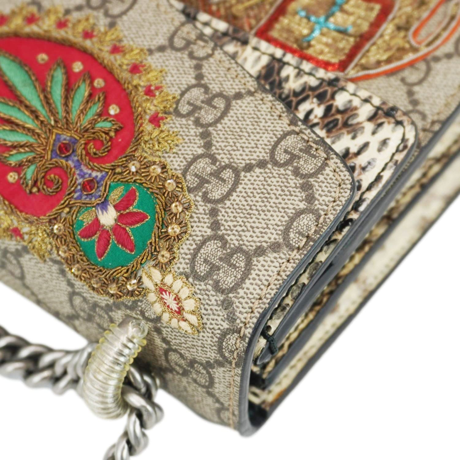 GUCCI Dionysus Small Gucci Supreme Elephant Embroidered Shoulder Bag Beige 400249