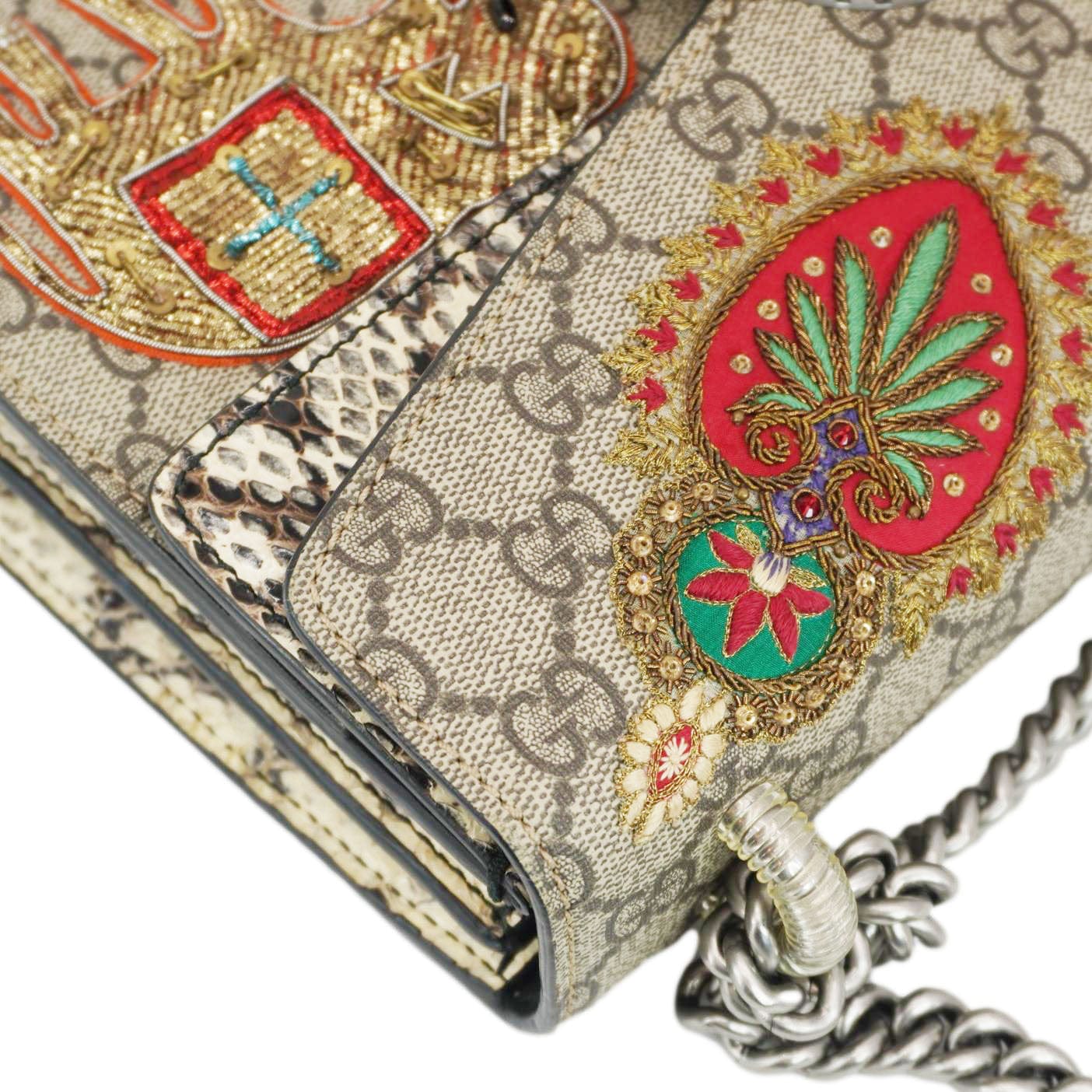 GUCCI Dionysus Small Gucci Supreme Elephant Embroidered Shoulder Bag Beige 400249