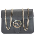 GUCCI Interlocking Gucci Leather Crossbody Bag Black 510304