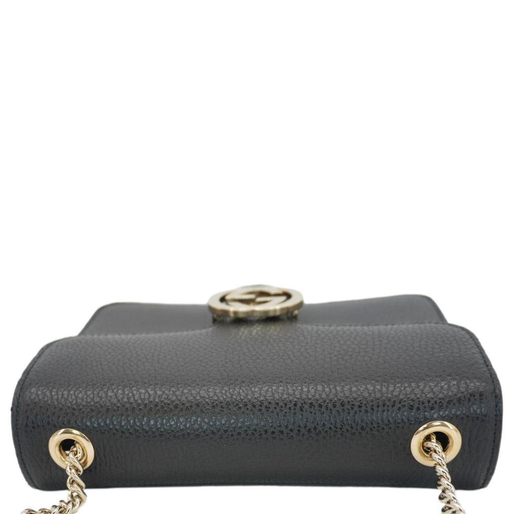 GUCCI Interlocking Gucci Leather Crossbody Bag Black 510304