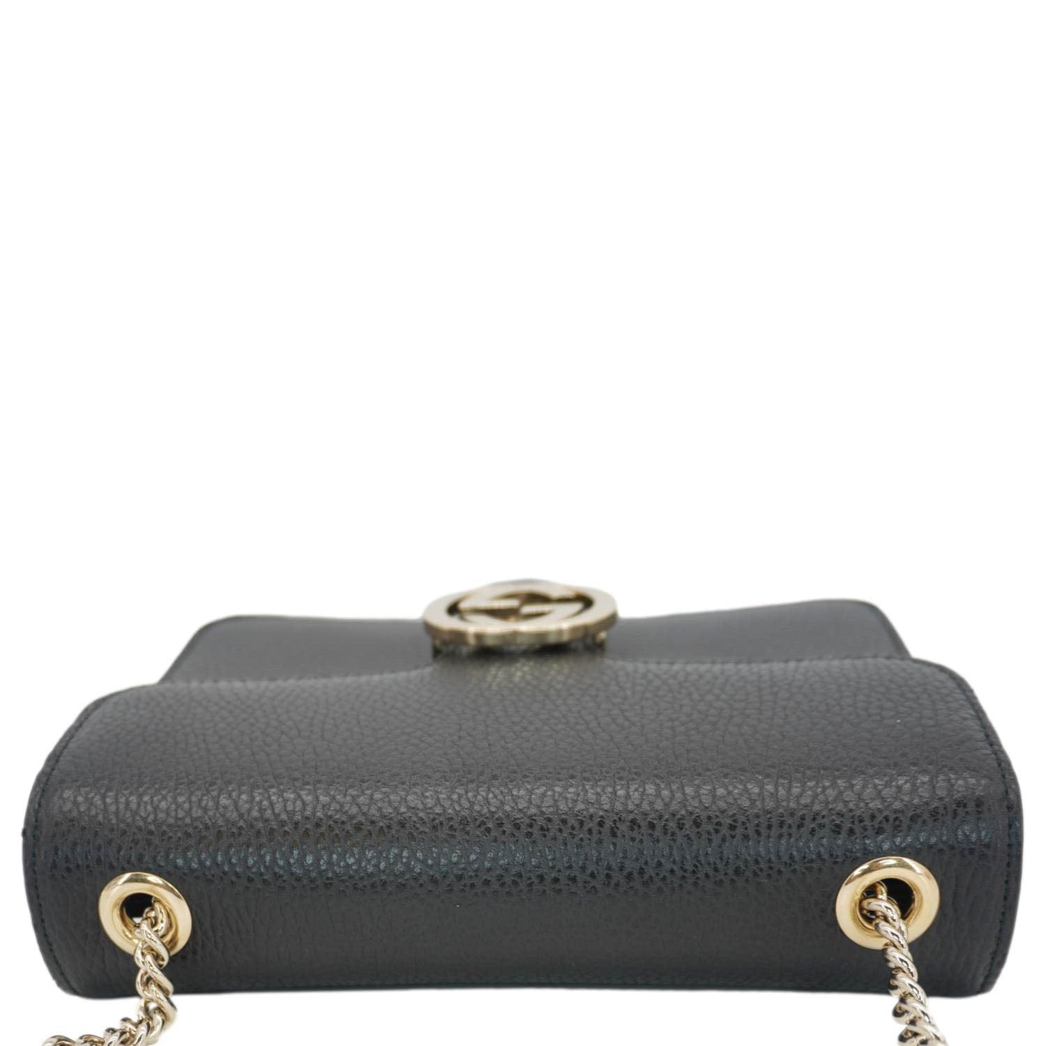 GUCCI Interlocking Gucci Leather Crossbody Bag Black 510304