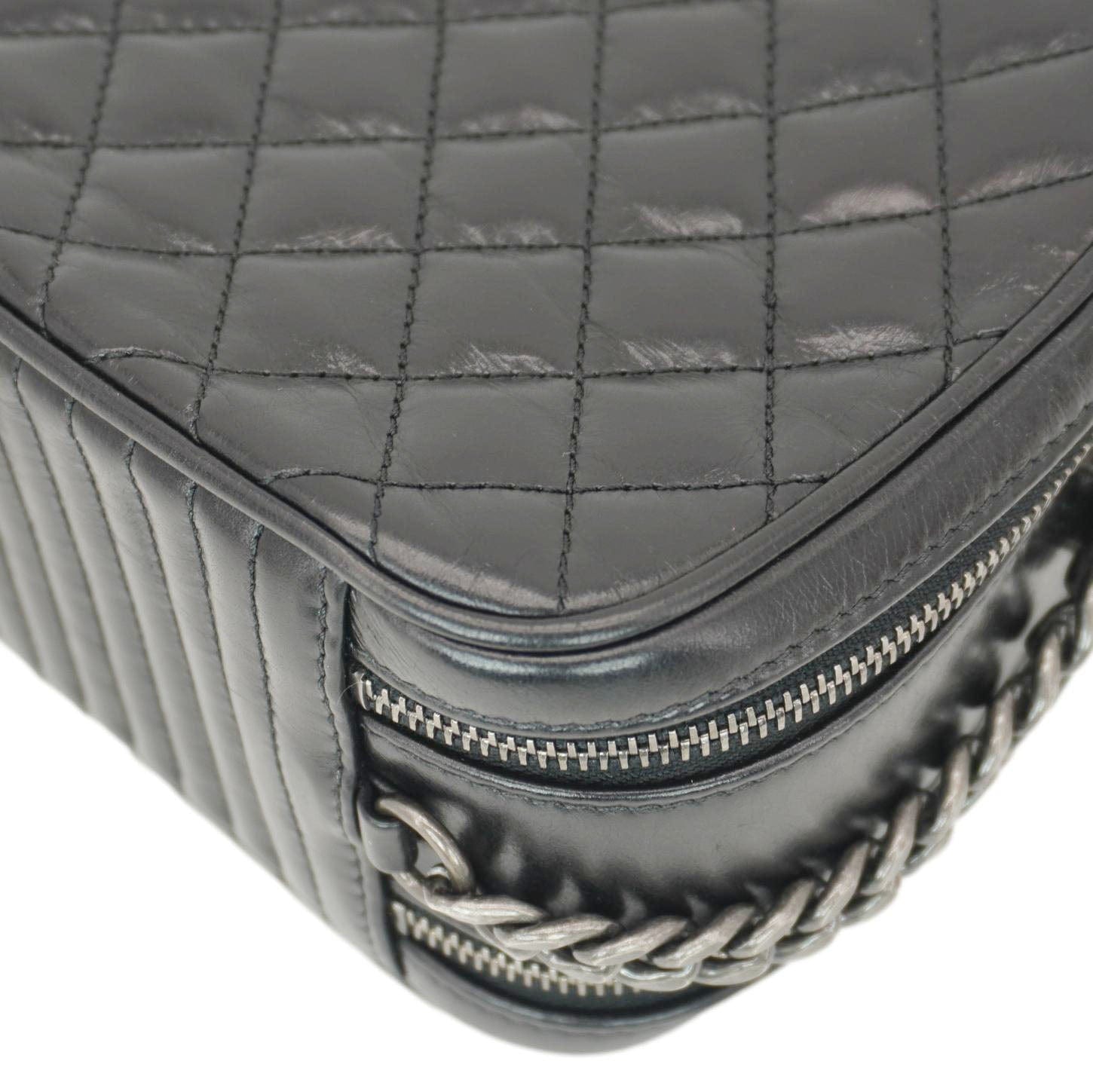 Chanel Coco Boy Small Quilted Lambskin Camera Case Crossbody Bag Black