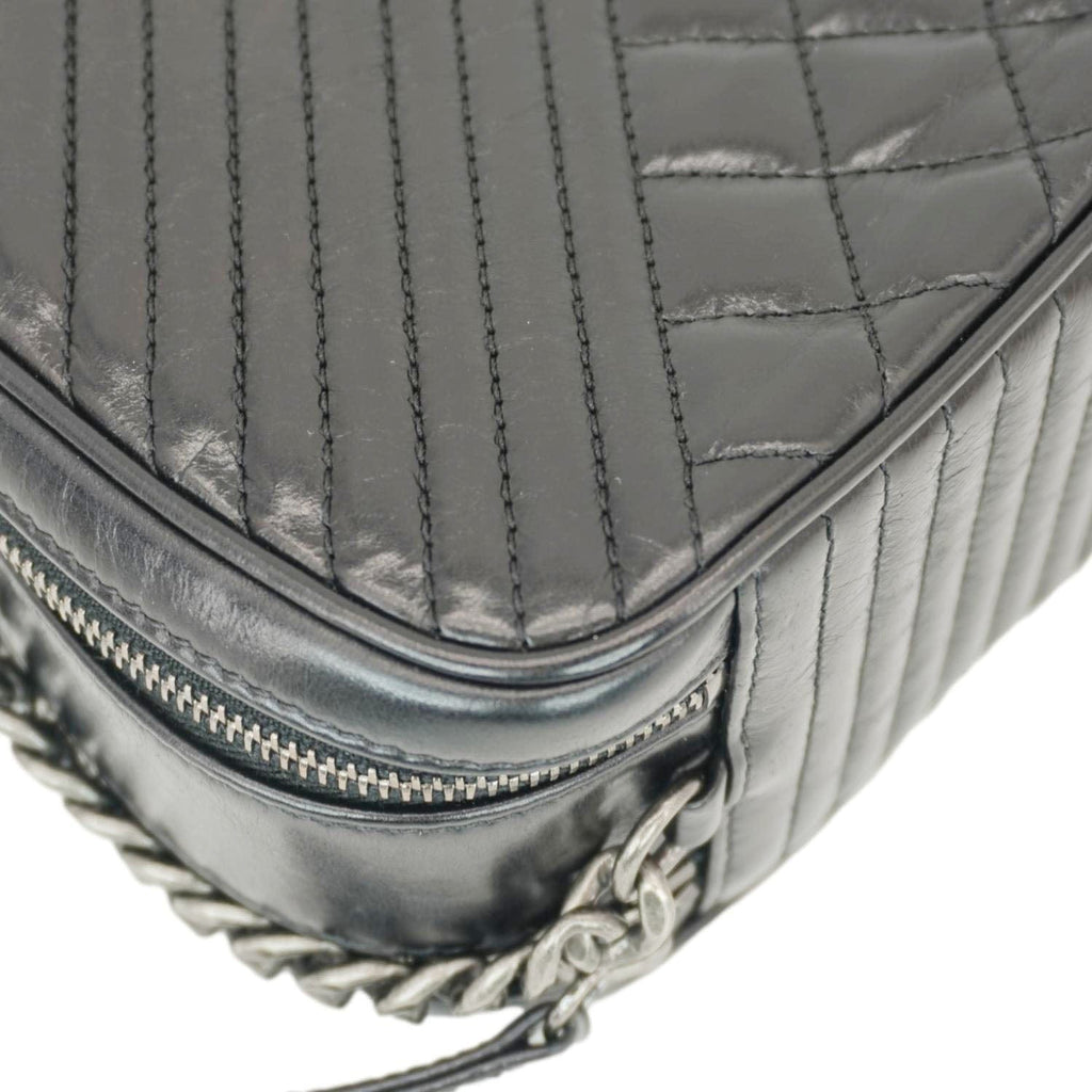 Chanel Coco Boy Small Quilted Lambskin Camera Case Crossbody Bag Black