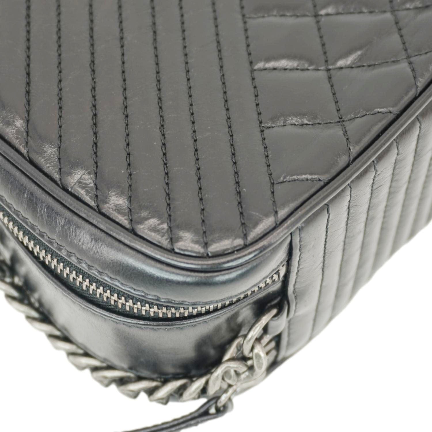 Chanel Coco Boy Small Quilted Lambskin Camera Case Crossbody Bag Black