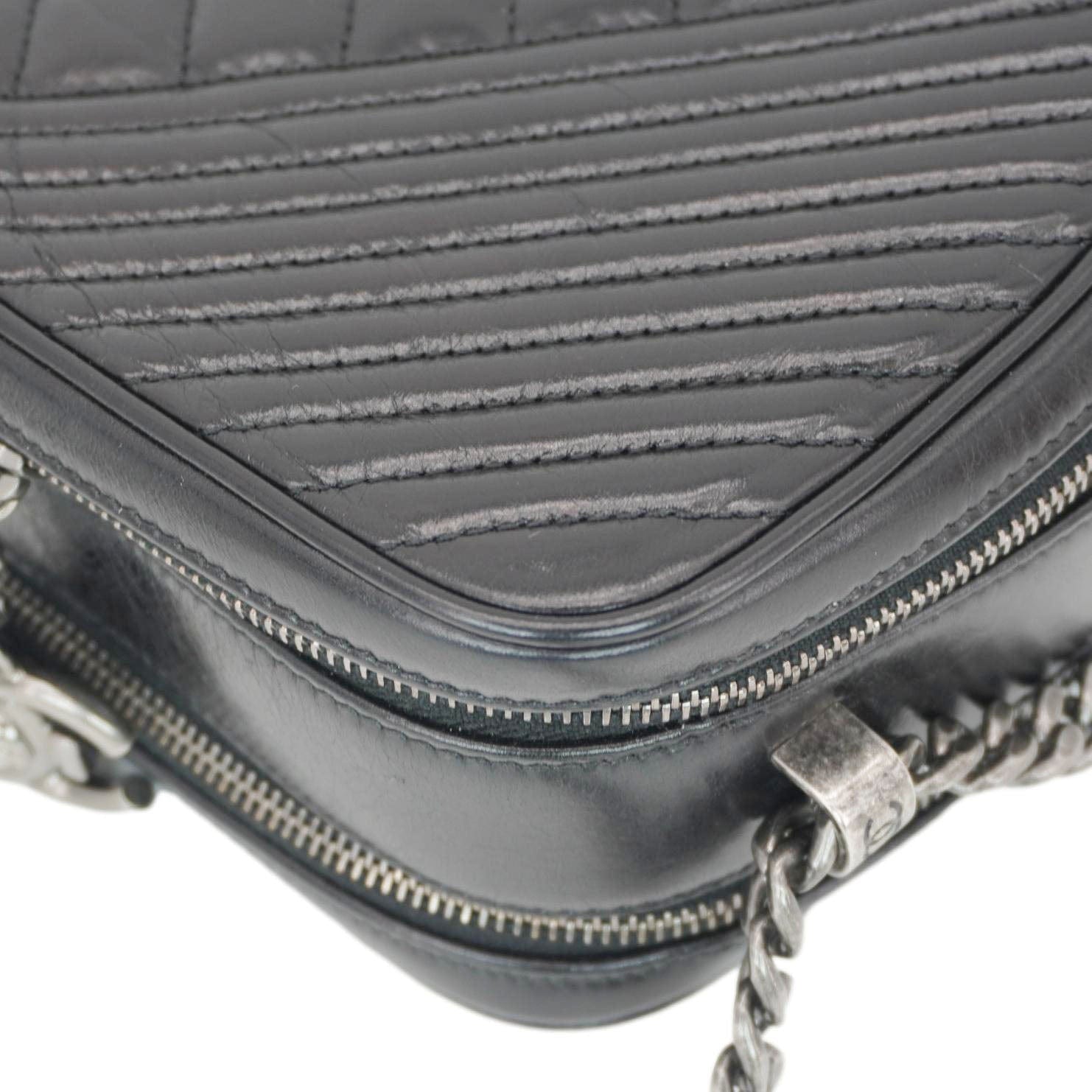 Chanel Coco Boy Small Quilted Lambskin Camera Case Crossbody Bag Black