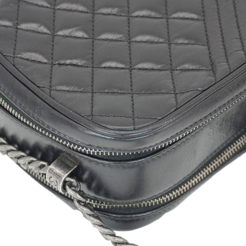 Chanel Coco Boy Small Quilted Lambskin Camera Case Crossbody Bag Black