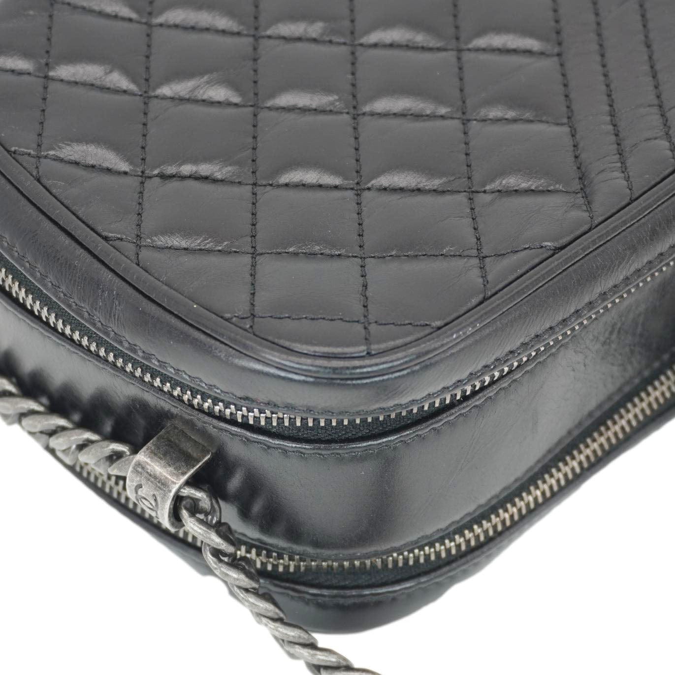 Chanel Coco Boy Small Quilted Lambskin Camera Case Crossbody Bag Black