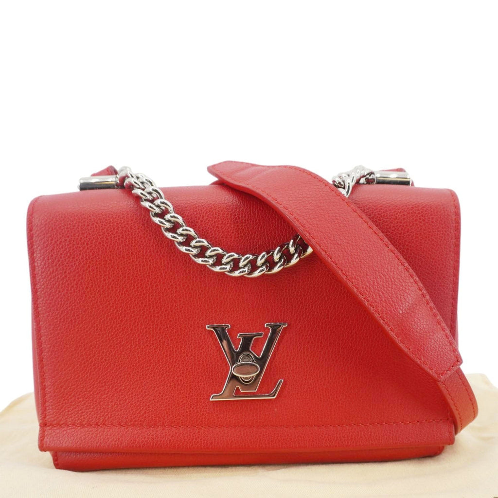 LOUIS VUITTON Lockme II BB  Pebbled Leather Crossbody Bag Rubis
