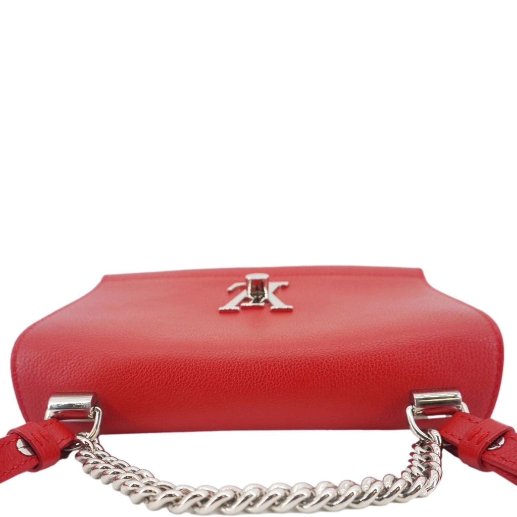 LOUIS VUITTON Lockme II BB  Pebbled Leather Crossbody Bag Rubis
