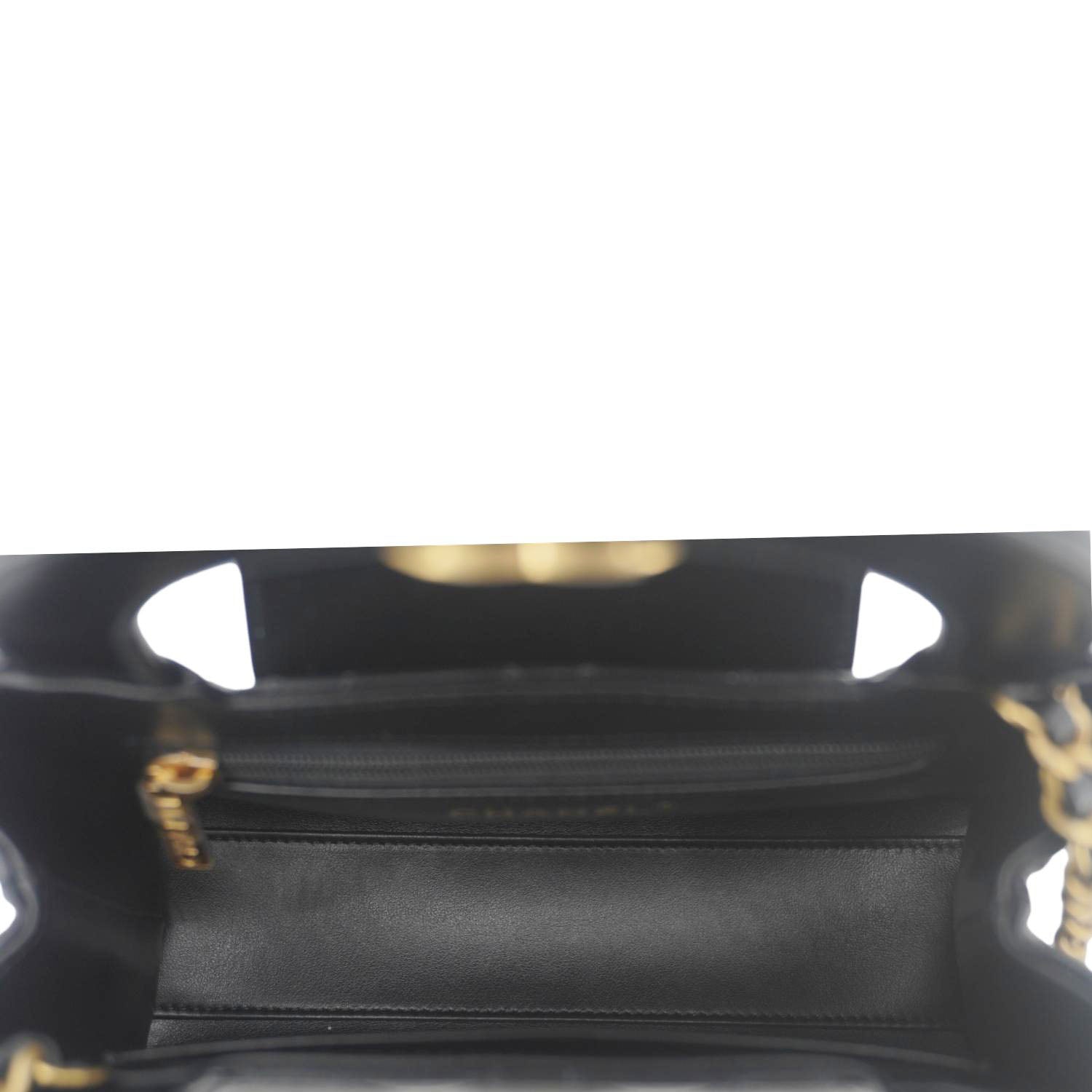 Chanel Kelly Nano Quilted Aged Calfskin Leather Top Handle Shoulder Bag Black