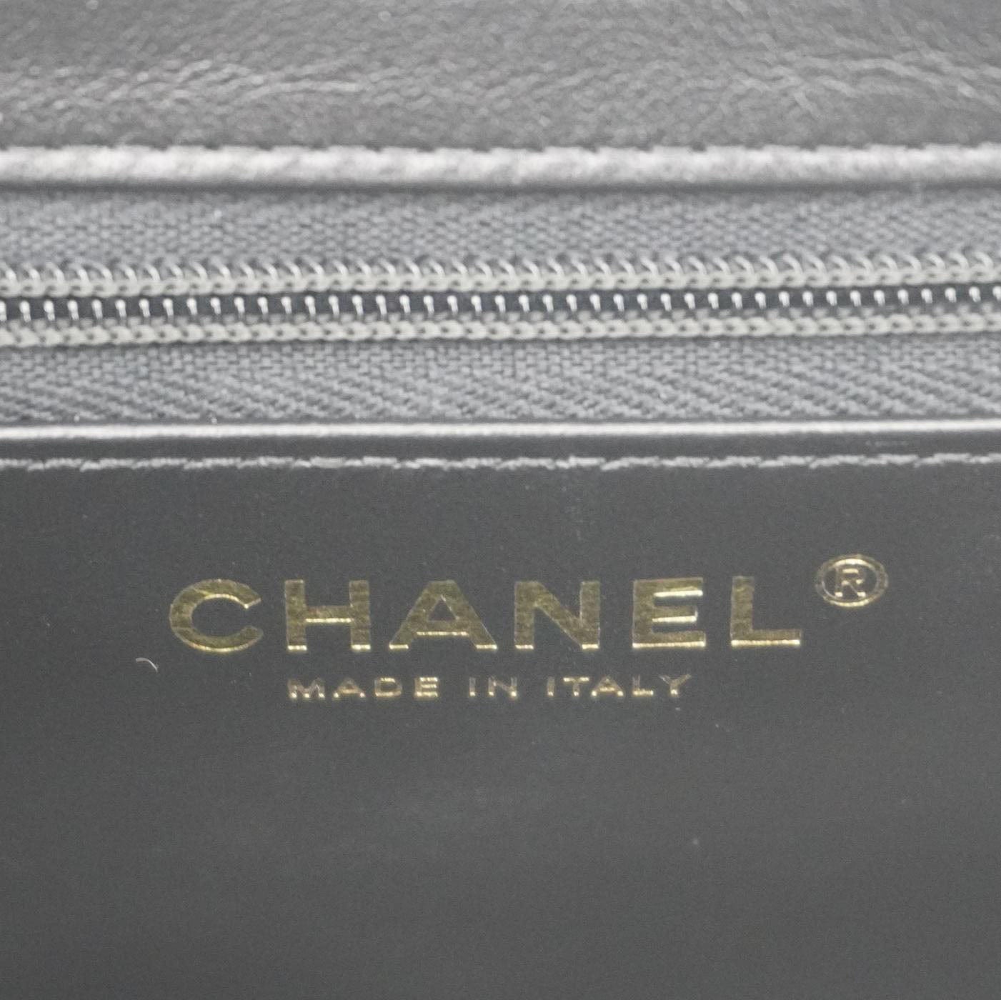 Chanel Kelly Nano Quilted Aged Calfskin Leather Top Handle Shoulder Bag Black
