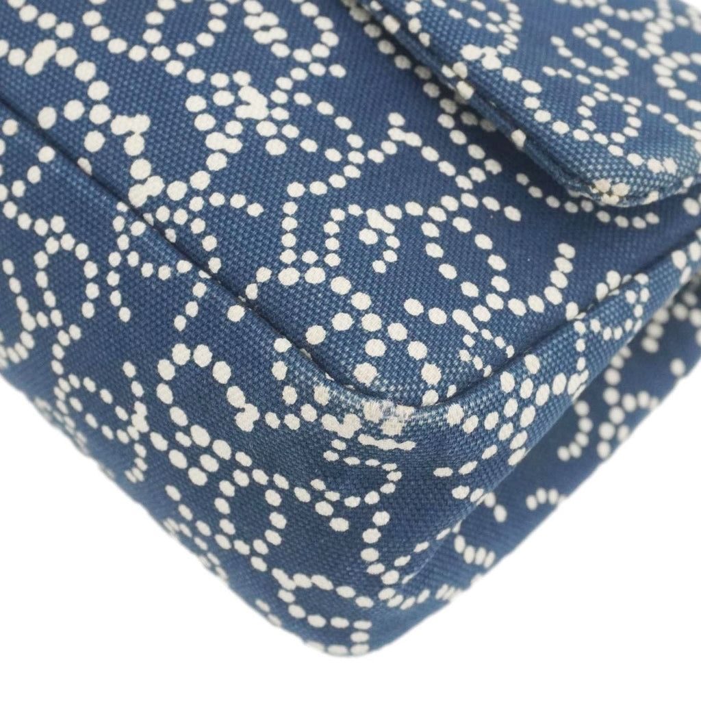 Chanel Coco Mark No 5 Icon Canvas Chain Shoulder Bag Navy Blue
