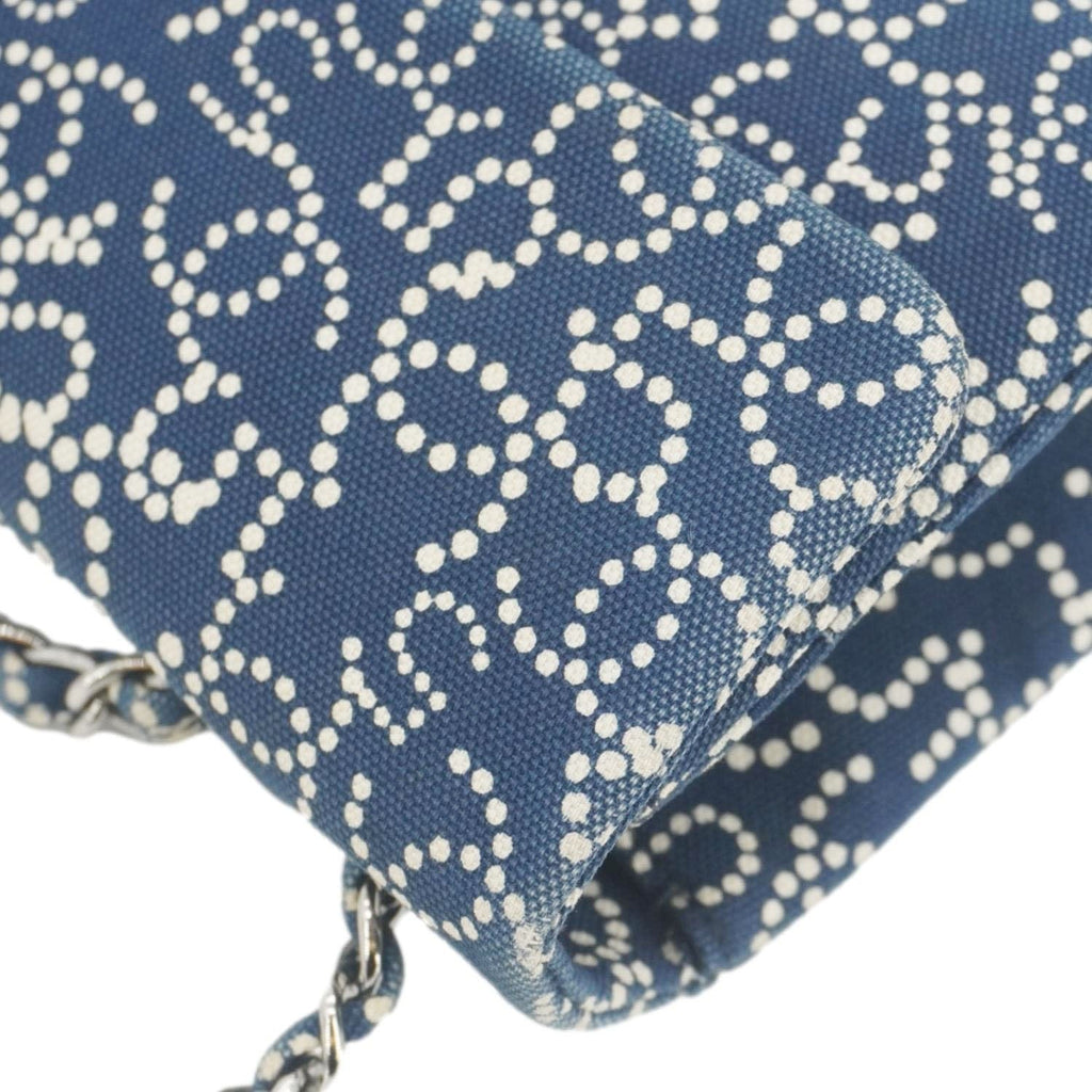 Chanel Coco Mark No 5 Icon Canvas Chain Shoulder Bag Navy Blue