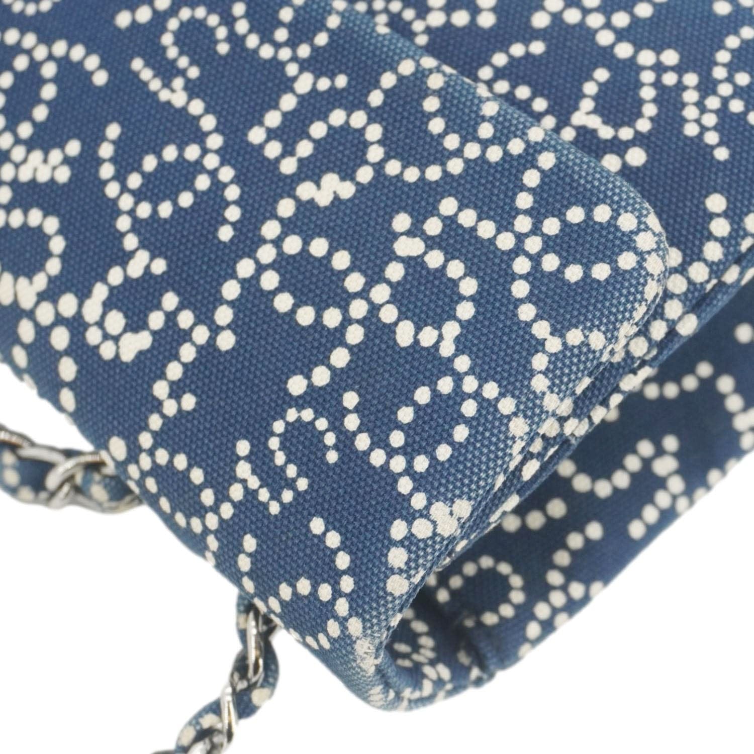 Chanel Coco Mark No 5 Icon Canvas Chain Shoulder Bag Navy Blue