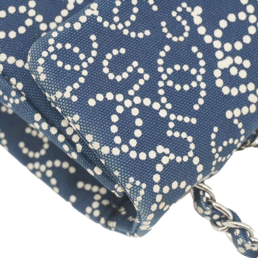 Chanel Coco Mark No 5 Icon Canvas Chain Shoulder Bag Navy Blue
