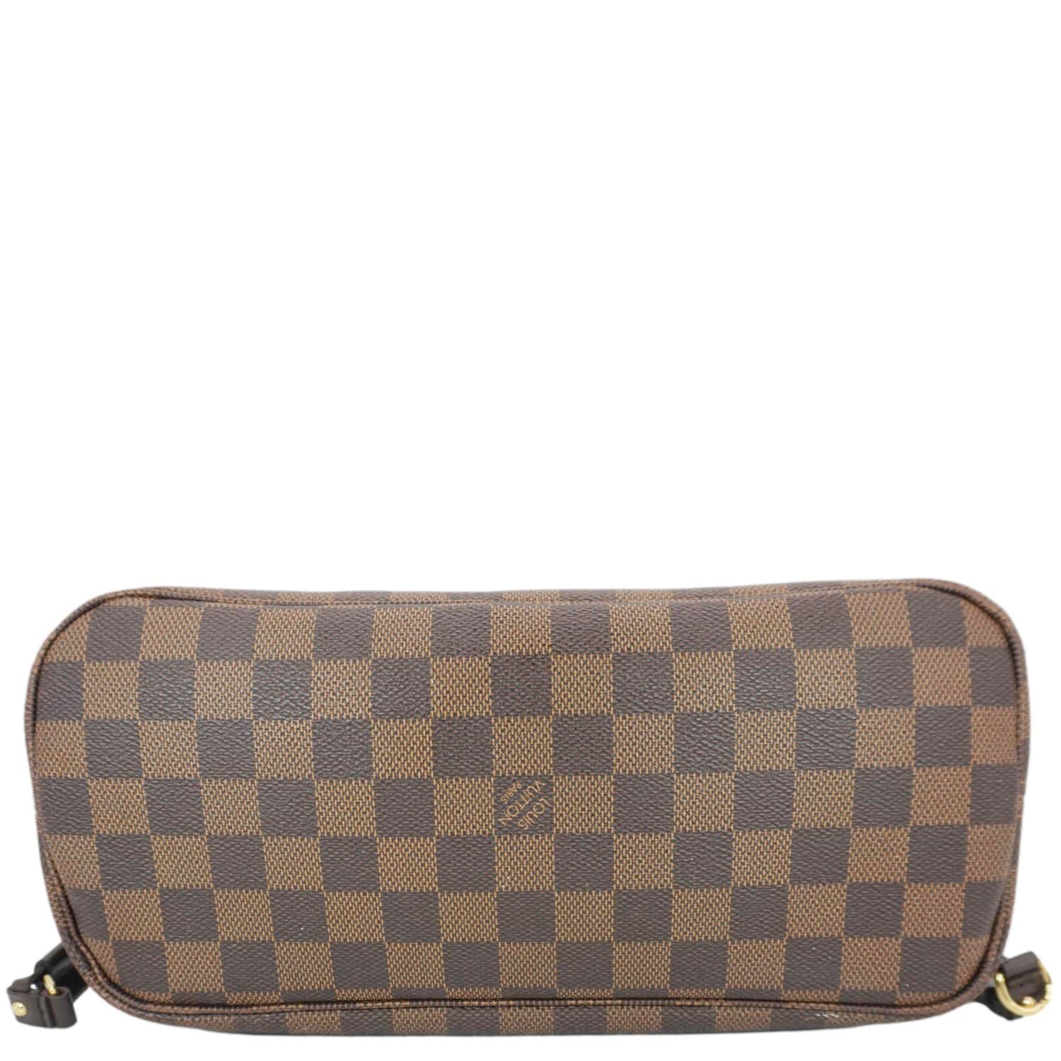 LOUIS VUITTON Neverfull PM Damier Ebene Tote Shoulder Bag Brown