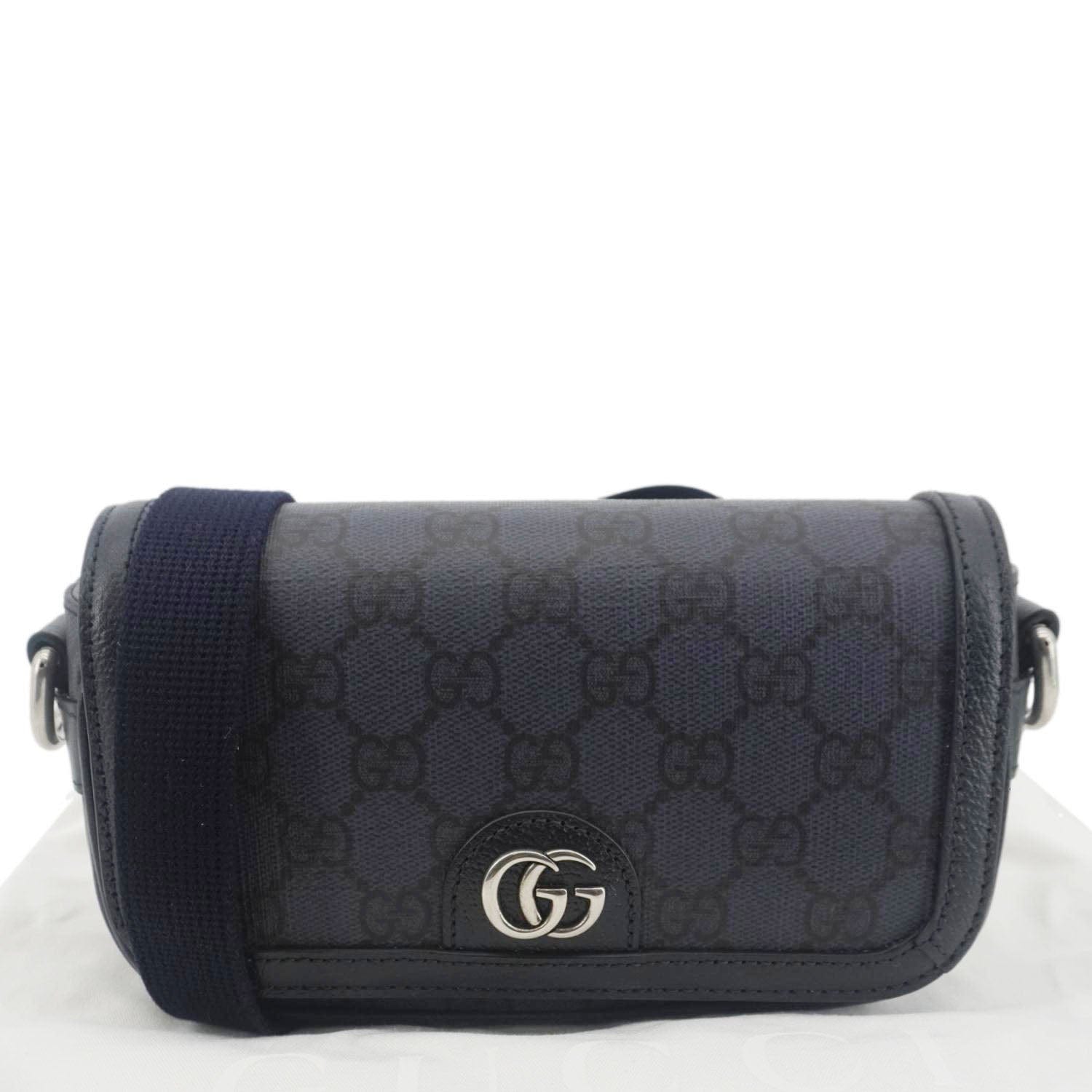 GUCCI Ophidia Super Mini Gucci Supreme Canvas Shoulder Bag Navy Blue 795466